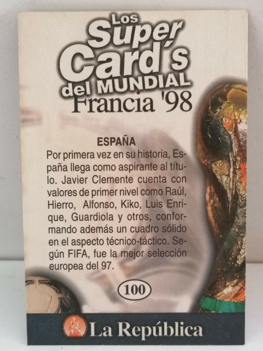 FRANCE 98 Card #100 SPAIN TEAM, 1998 FIFA WORLD CUP TCG Peru