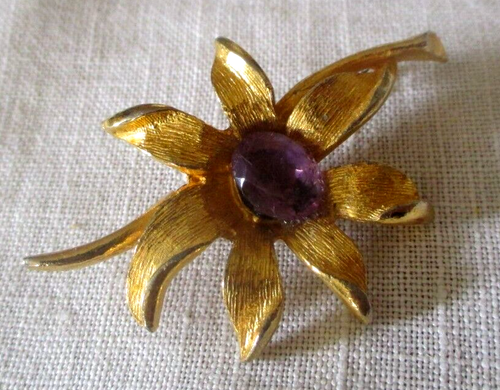 Broche Ancienne Masque En Or Avec Améthyste - Bijou Vintage Magnifique, Datant De 1916