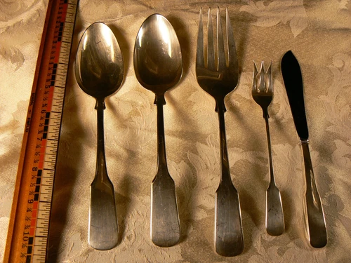 International Sterling Silver 1810 Serving  Spoons, Forks,  Butter Knife  5 Piec