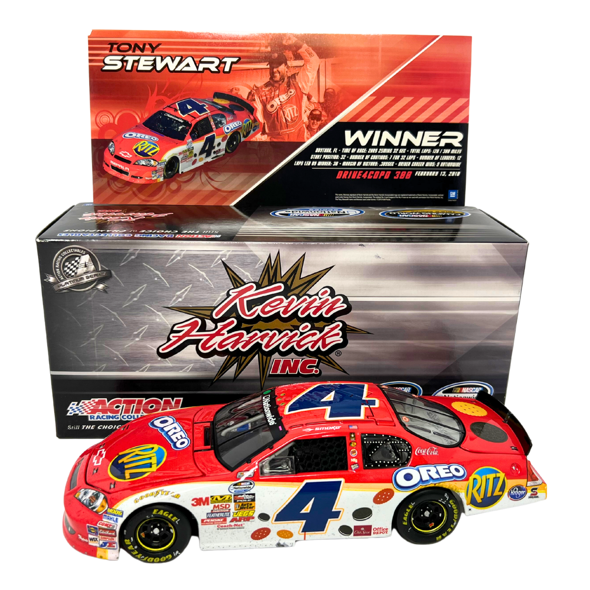 ACTION製  NASCAR公式 Oreo バス ボート トレーラーセット Action Nascar #4 Tony Stewart Oreo Ritz Daytona Win Raced