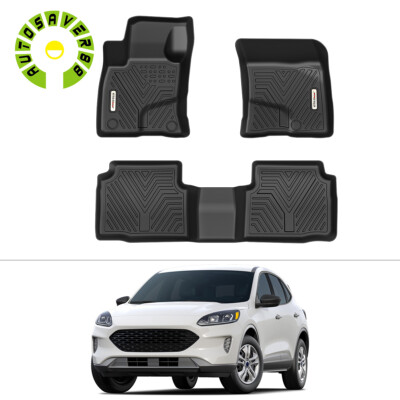 3D 3PCS Car Floor Mats For 2020-2023 Ford Escape TPE Rubber All-Weather Liners
