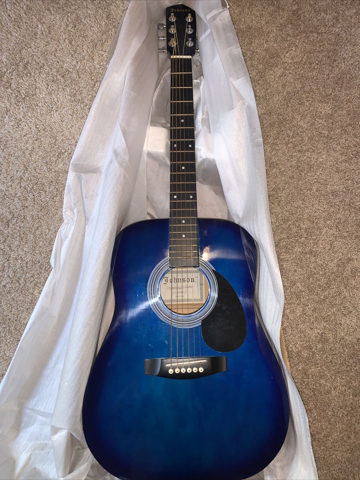 Johnson JG-610-BL 3/4 Student 6-String Dreadnaught Acoustic Guitar - Blue Burst