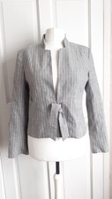 Un 1 Deux 2 Trois 3 Stunning Grey Jacket Smart Tie Front Linen Blend 14- 16
