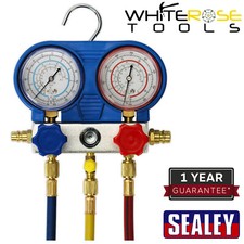 Sealey Air Conditioning System Manifold with Sight Glass Commercial Automotive