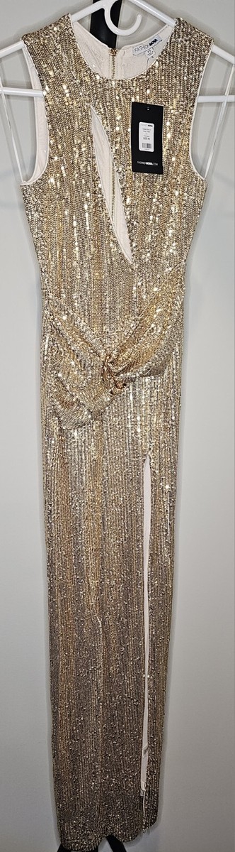 Fashion Nova Cassie Sequin Maxi Dress - Champagne XS
