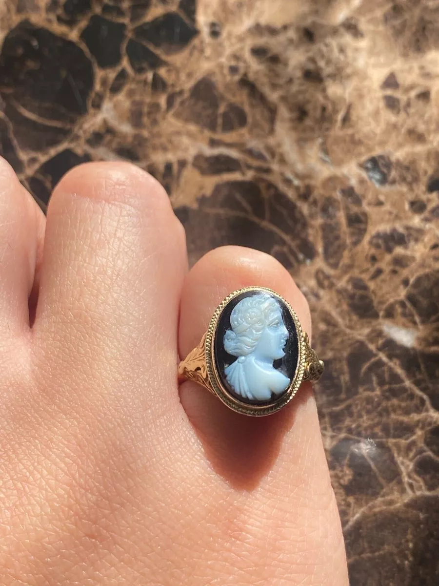 14k gold vintage black cameo ring eBay