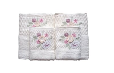 100% cotton 4 pcs (2pcs body and 2pcs hand) milk bath towels