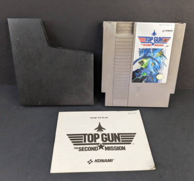 NES Top Gun Second Mission Nintendo, 1985 Game Cartridge, Case, Booklet