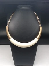 Gold Tone Ivory Color Crescent Design Choker Necklace
