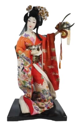 Vintage Japanese Kabuki Yaegaki-hime Ningyo Doll H16'' c1970s