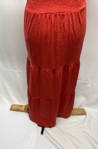 Lucky Brand Women's Medium Red Ruched Chest Cap Sleeve Maxi Dress - Picture 10 of 16