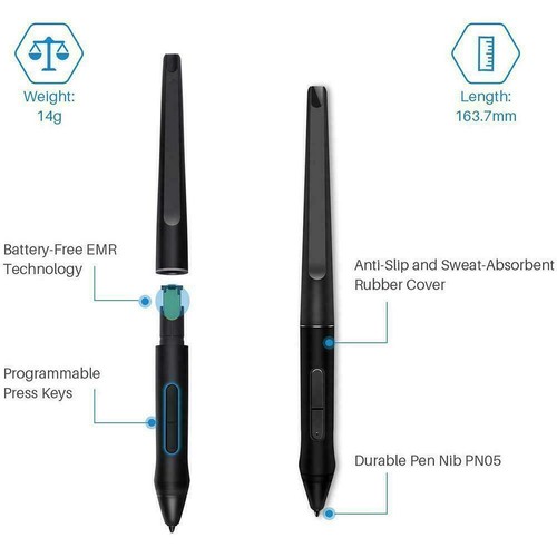 PW507 Battery-free Pen Stylus 8192 For HUION KAMVAS 13/Pro 16 Pro= 12/P ha g6kj - Photo 7/11