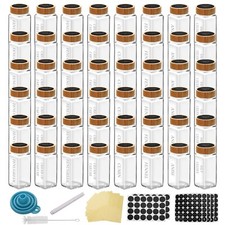 24 Pcs 4 OZ Glass Spice Jars with Bamboo Lids, Glass Jars with Minimalist Far...