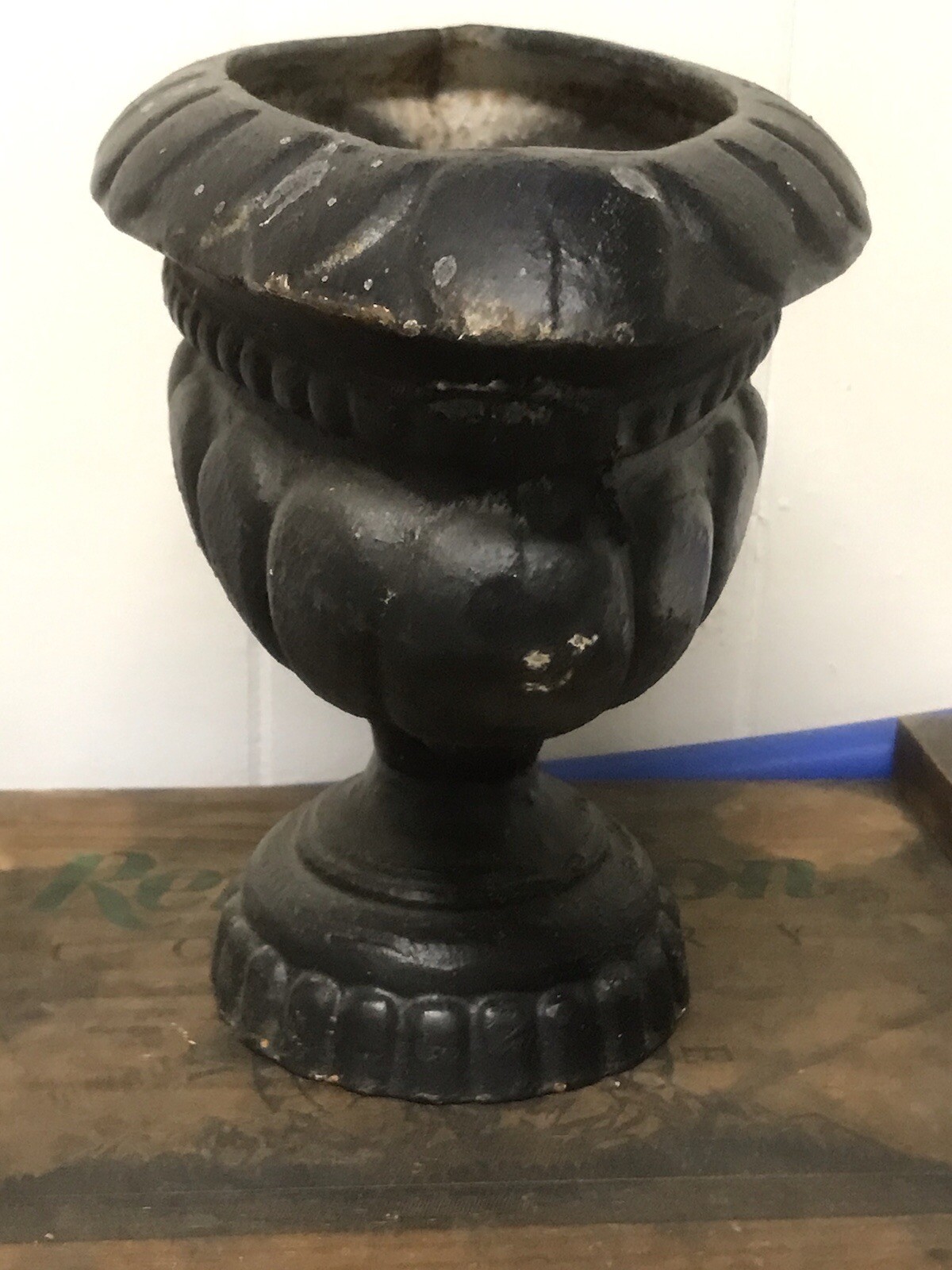 Small Antique Oval Shaped Cast Iron Flower Pot eBay