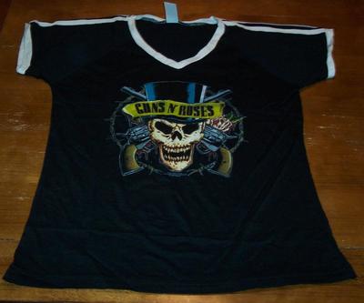 VINTAGE STYLE WOMEN'S TEEN GUNS N' ROSES SKULL T-shirt XL NEW