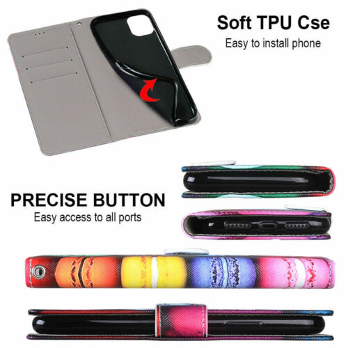 Luxury Macaron Cake Flip Wallet Cover Case For S7 S8 S9 S10 S20 S21 Note 20 A50 - Picture 8 of 12