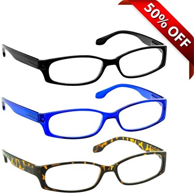 NEW Reading Glasses for Men and Women | 3 Pack Readers in Black Blue Tortoise