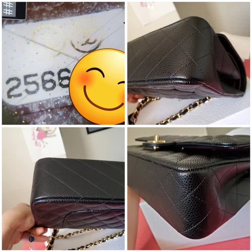 $10,800 CHANEL Double Flap Classic Medium black  caviar bag gold hw 