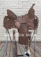 Western Leather Strip Down Barrel Racing Horse Saddle with Tack Set Free Ship.