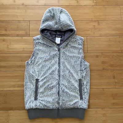 Patagonia Womens Conejo Vest Furry High Pile Gray Fleece Size XS Zip Up 25915