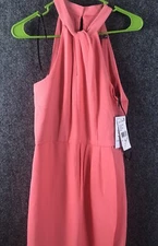 Julia Jordan Knot-Neck Tulip-Hem Midi Dress in Melon ~ NWT ~ SIZE 4
