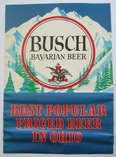 1973 Vintage Busch Bavarian Beer Popular in OHIO Poster 50 years old        BSMT