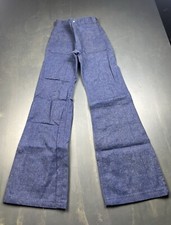 Vintage Seafarer Jeans Mens 26x34 Blue Bell Bottom Flare Navy Dungaree Talon Zip