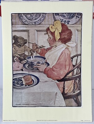  NEW Vintage  Breakfast With Teddy  By Jessie Wilcox Smith Poster 1980 18 x24 