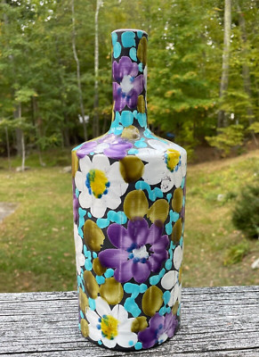 Vtg 60's Alvino Bagni  Raymor Floral Daisy Art Pottery Vase Bottle Italian 11.5''