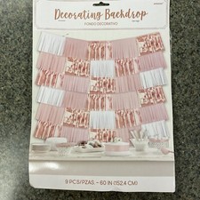 ROSE GOLD FOIL FRINGE BACKDROP 9pc  Birthday Party Supplies Room Decorations