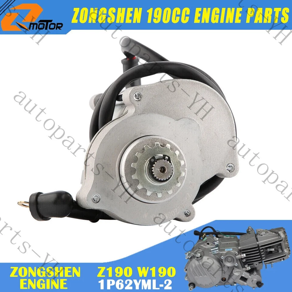 Electric Start Starter Motor For 62mm Bore ZongShen ZS 190cc Z190 W190 Engine Foto 3 de 4