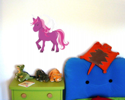 Samunshi Lila Einhorn Wandtattoo Wandaufkleber Kinderzimmer bunt  4 Größen