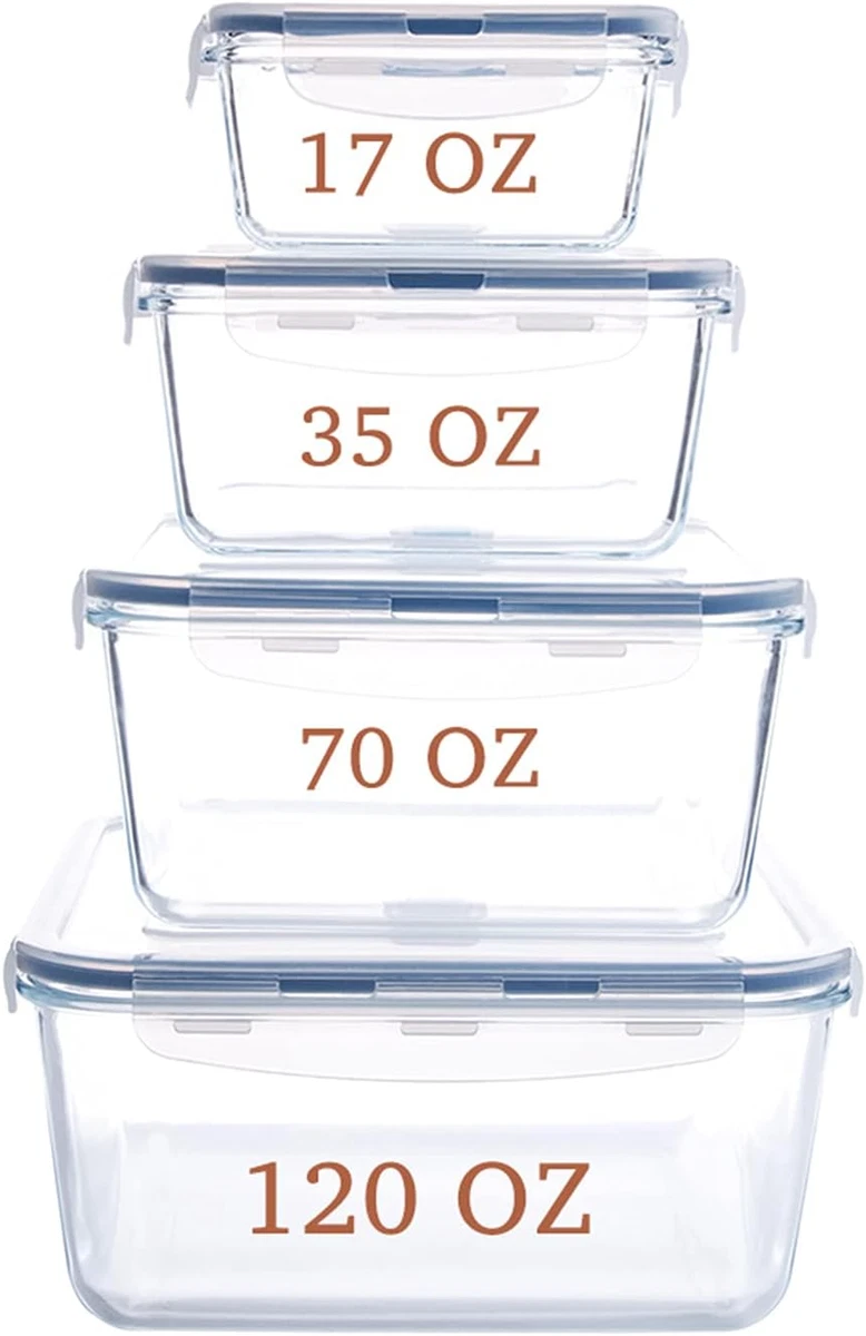 LARGE Glass Containers for Food Storage with Locking Lids Baking Dish Set 3  120 OZ/70 OZ/35 OZ Meal Storing Serving Leakproof Ovensafe