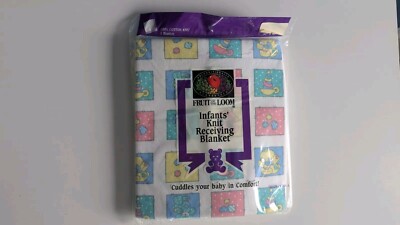 Vintage Infants' Knit 100% Cotton Receiving Blanket 90's 1994 New by FTL Sealed