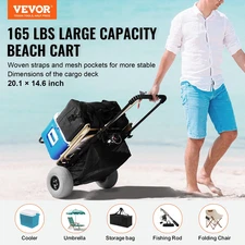 VEVOR Beach Dolly with Big Wheels for Sand, 20.1" x 14.6" Cargo Deck, w/ 9" Ball