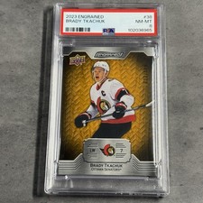 2023-24 Upper Deck Engrained /349 Brady Tkachuk #38 PSA 8 Graded Slab Senators
