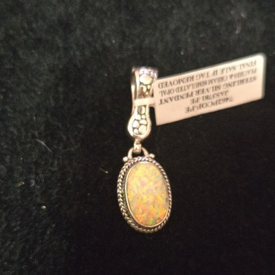 Sarda Sterling Silver Enhancer with PEACHES & CREAM Simulated Opal