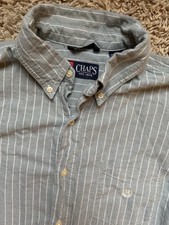 Chaps Men’s Long Sleeve Button Down Dress Shirt Light Green Stripe Size Large