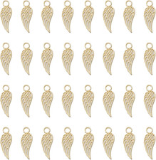 50 Pcs Angel Wings Charms Metal Feather Small Cute Vintage Pendants for Jewelry