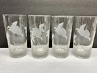 Vintage Federal 12 Oz High Ball Glasses Frosted Etched Geese/ducks Set Of 4