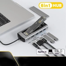 6-in-1 USB-C Hub with Hard Drive Enclosure, 4K HDMI, USB 3.0, PD 100W