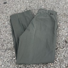 1970s Lee Prest Union Made Sanforized Twill Work Pants 30x30 USA Olive Talon Zip