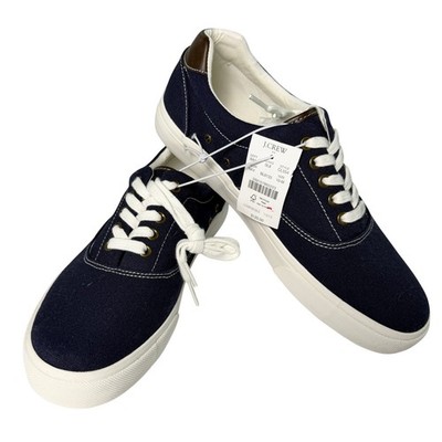 J.Crew Mens Navy Blue Canvas Deck Sneakers CL554 Size 10M New