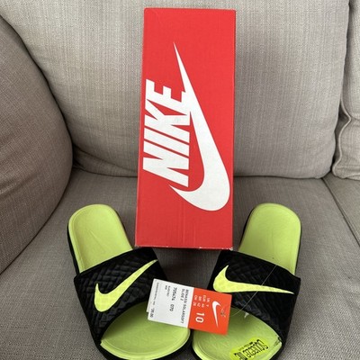 RARE NIKE BENASSI SOLARSOFT Slides, Black/Volt Noir [705474-070] Men's Size: 10