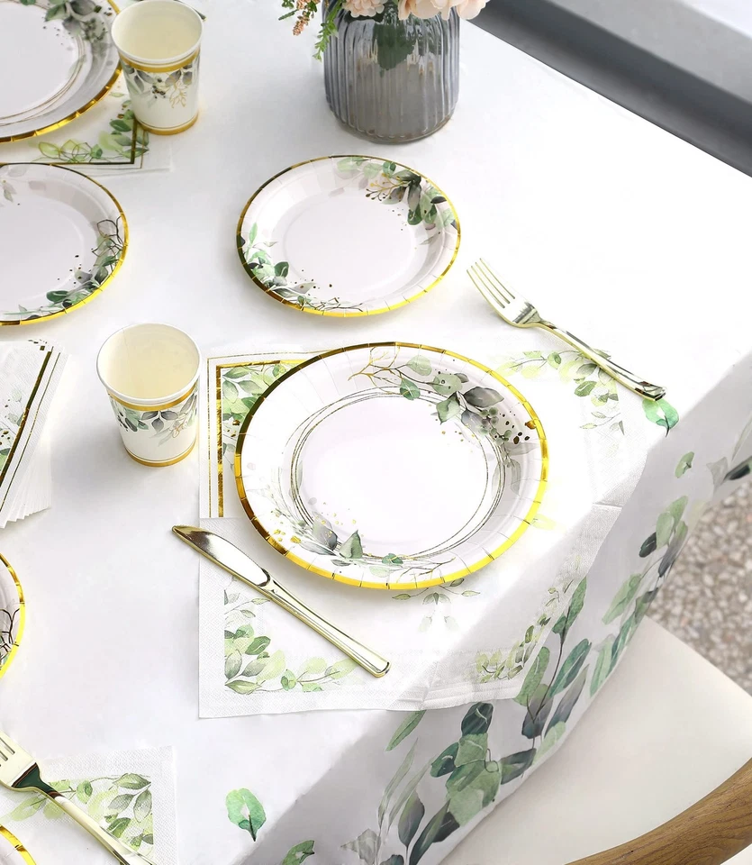 Platos verdes y servilletas suministros de fiesta - Sirve 16 - Platos verdes fiesta C... Foto 3 de 4