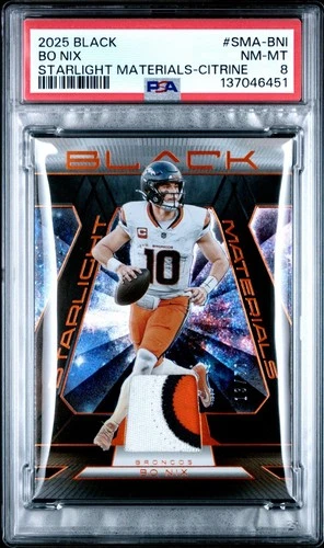 2025 Black Bo Nix Starlight Materials Citrine #SMA-BNI PSA 8 NM-MT 13/50