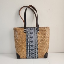 Handmade Natural Woven Straw Summer Tote Beachy Boho/Coastal/Cottage Core Bag