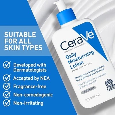 Cerave B07RK4HST7 Daily Moisturizing Lotion 19 Ounce Face & Body Lotion for Dry