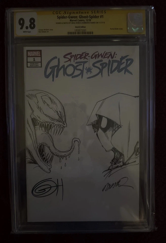 Spider-Gwen: Ghost-Spider #1 SS CGC 9.8 DOBLE BOCETO G ¡Cuerno Veneno y Ramos Gwen! Foto 2 de 4