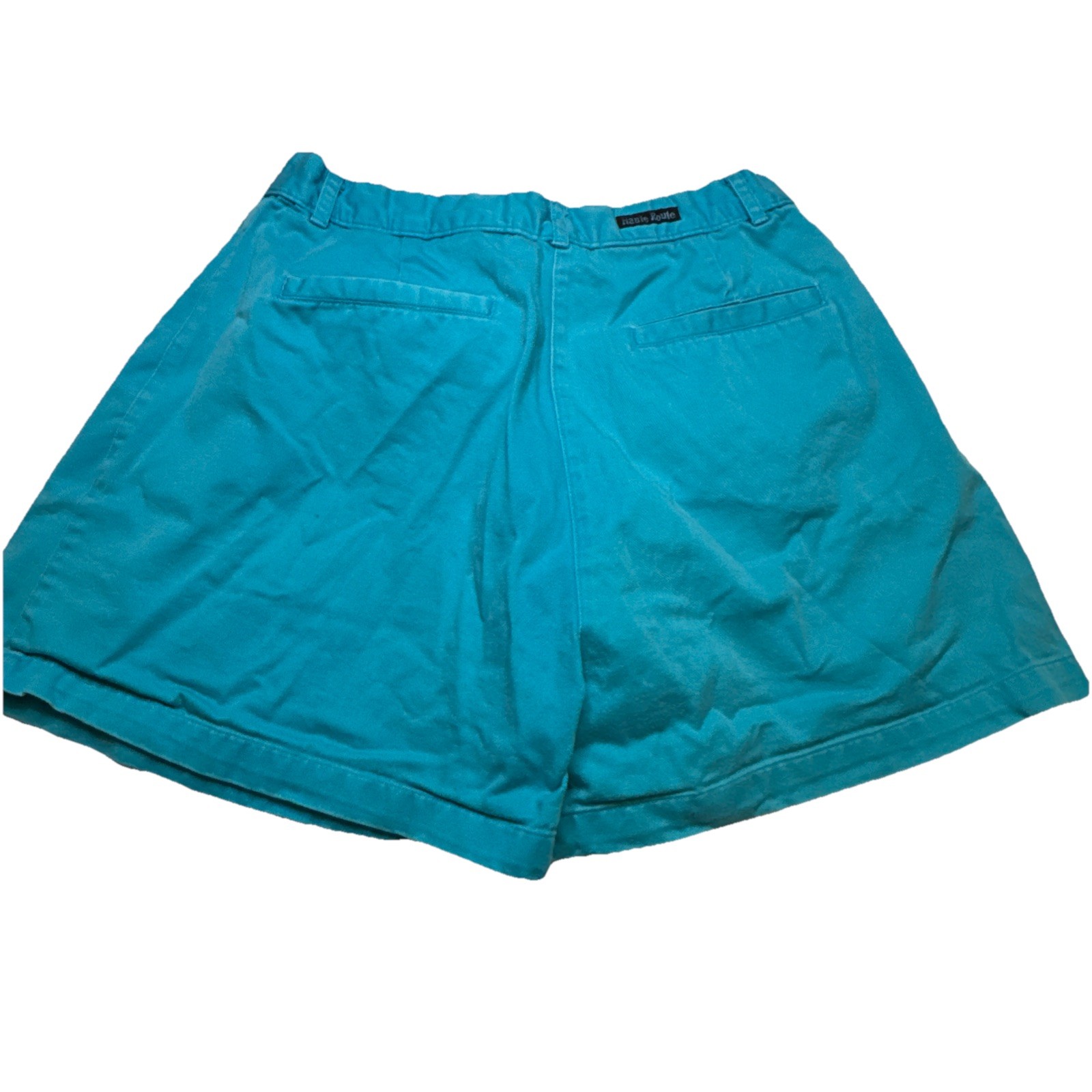 Haute Route Vintage High Waisted Pleated Shorts Turquoise Blue Cotton Womens 26 image 2